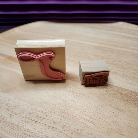 L Laurie Rubber Stamp Set • 2 Wood Mounted Stamps • Arts & Crafts - Picture 2 of 5